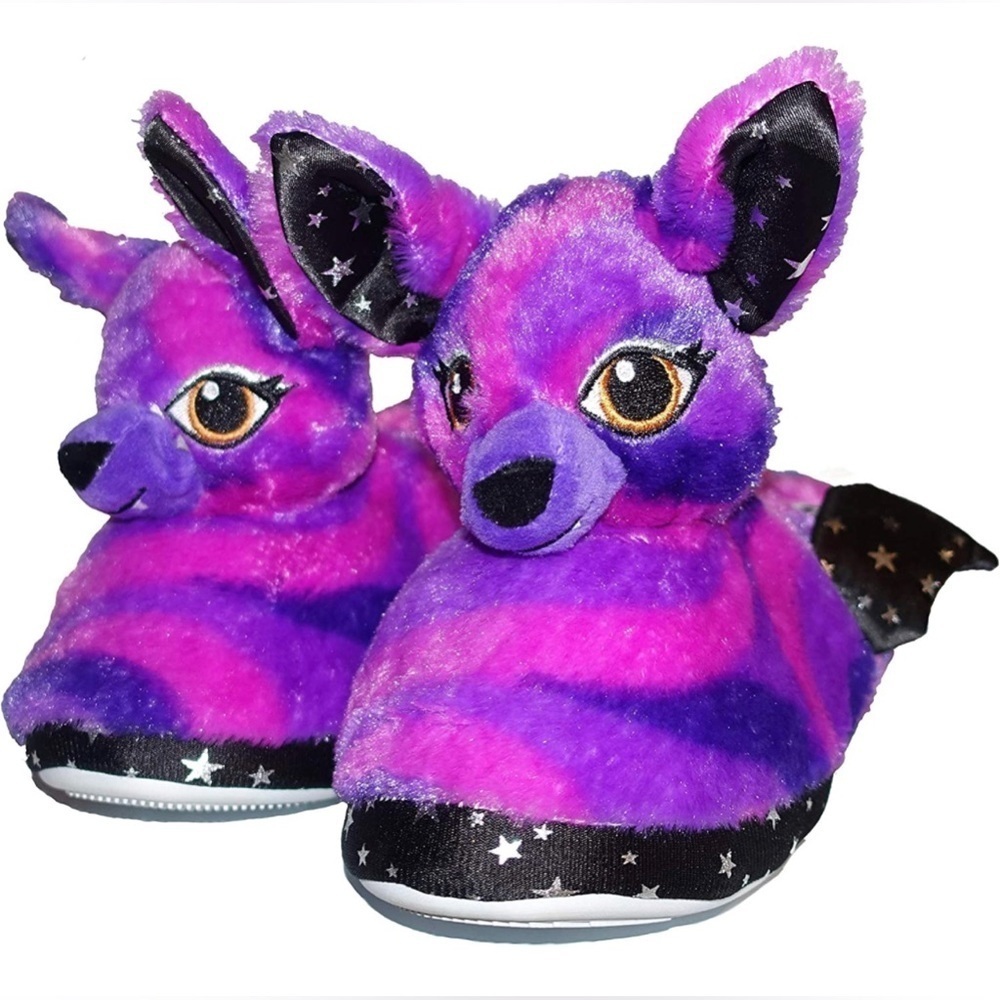 Build a bear kids youth bat plush slippers Sz 1-2 big kids